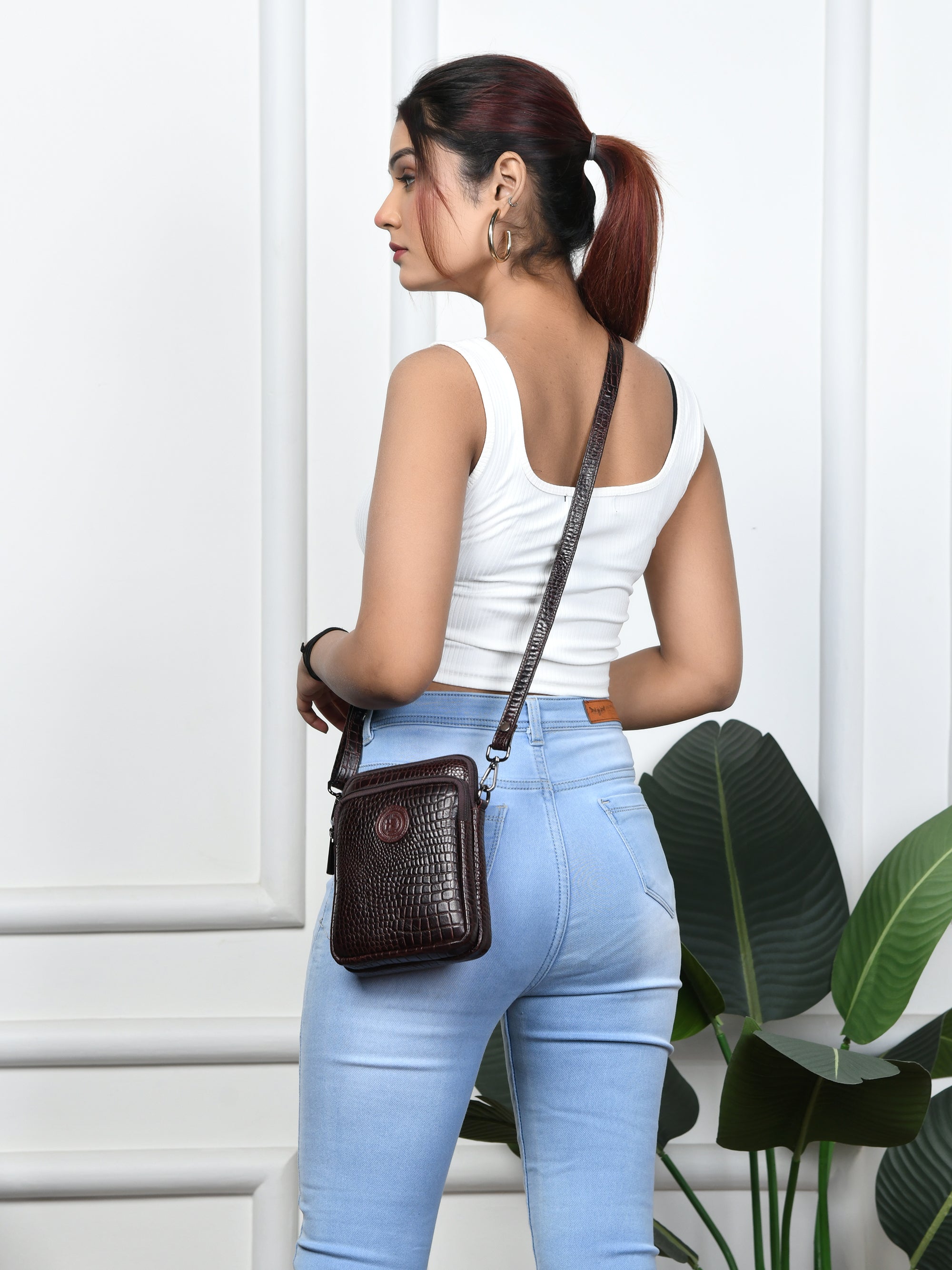 Croc Luxe Leather Sling Bag